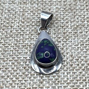 Vintage Native American Azure and Malachite Pendant 925 MJ